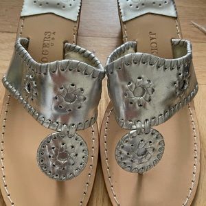 Jack Rogers HamptonsSilver WedgeExcellentCondition